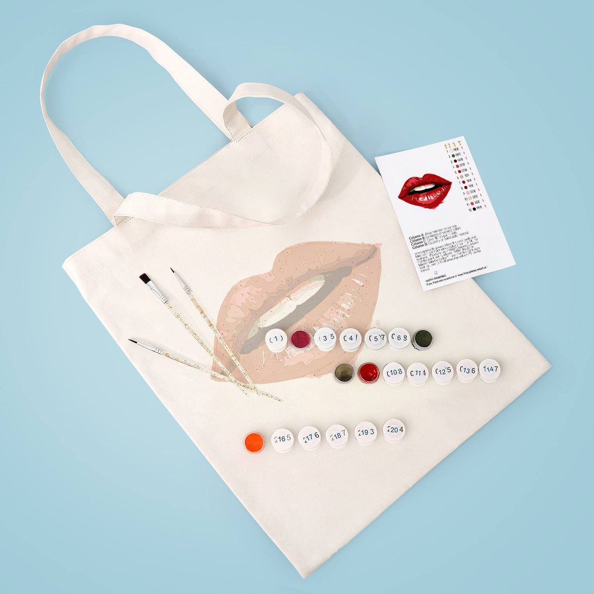 Parted Lips in Cherry Red paint by numbers tote bag – image 5