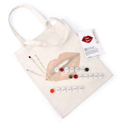 Parted Lips in Cherry Red paint by numbers tote bag – image 6