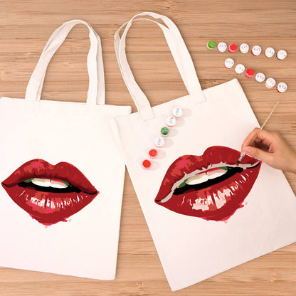Parted Lips in Cherry Red paint by numbers tote bag – image 8