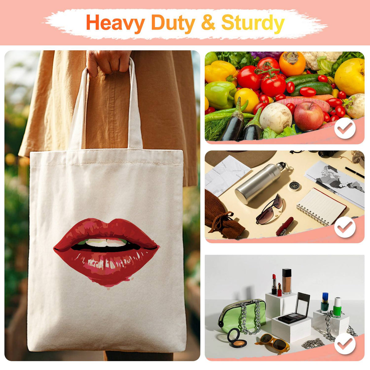 Parted Lips in Cherry Red paint by numbers tote bag – image 13