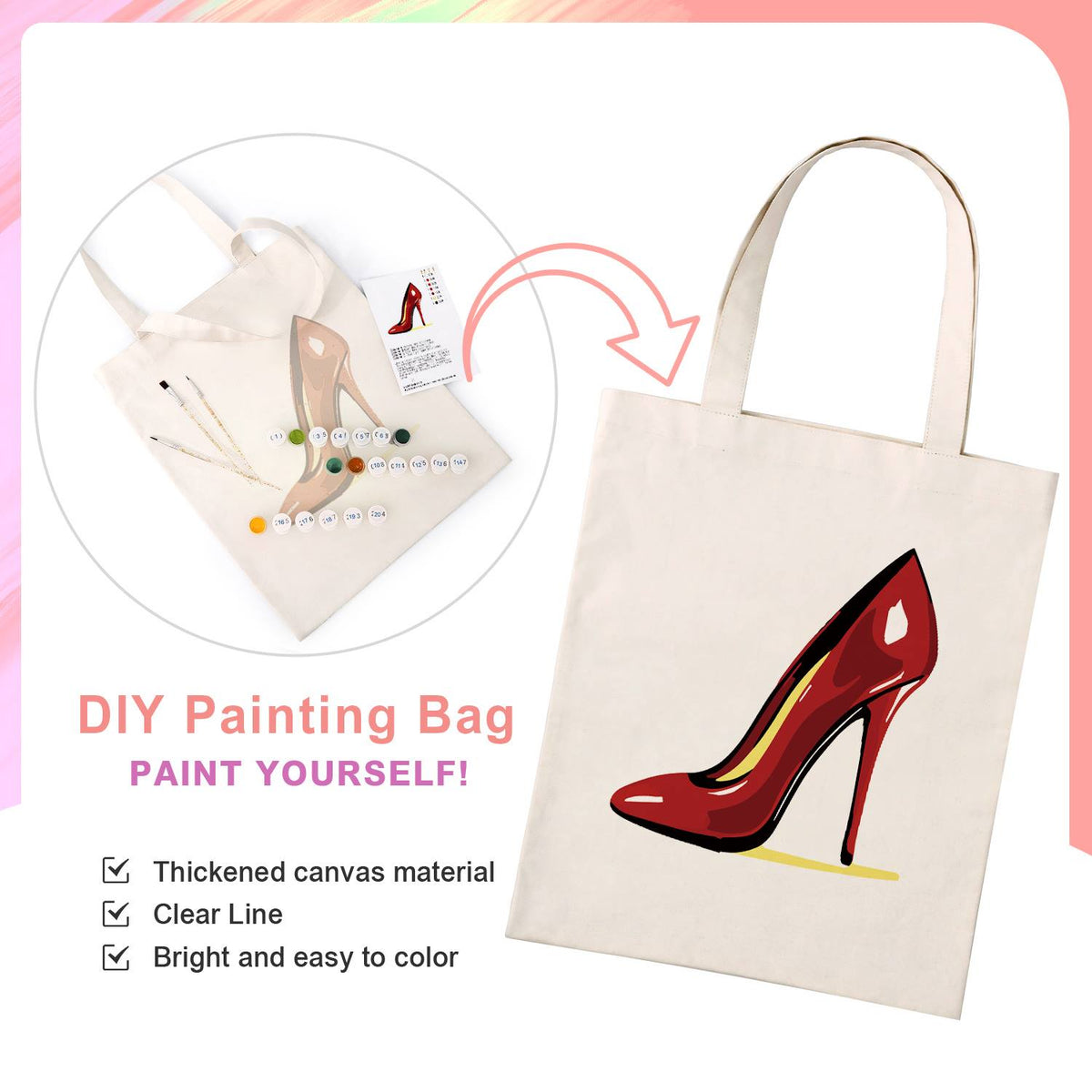 Patent Red Stiletto paint by numbers tote bag – image 4