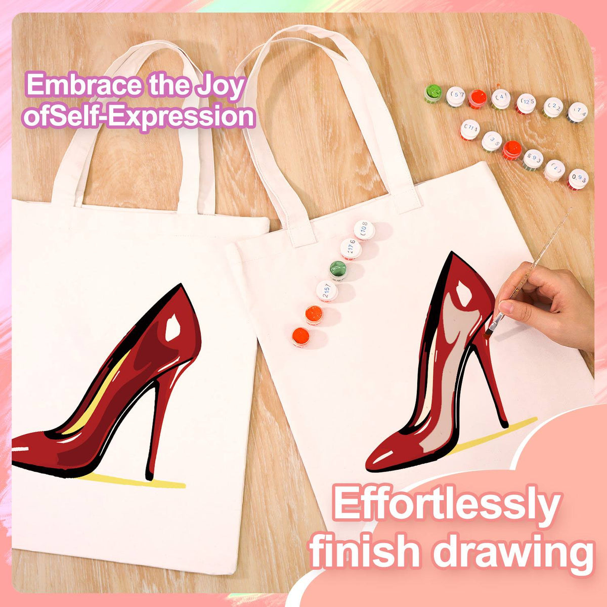 Patent Red Stiletto paint by numbers tote bag – image 7