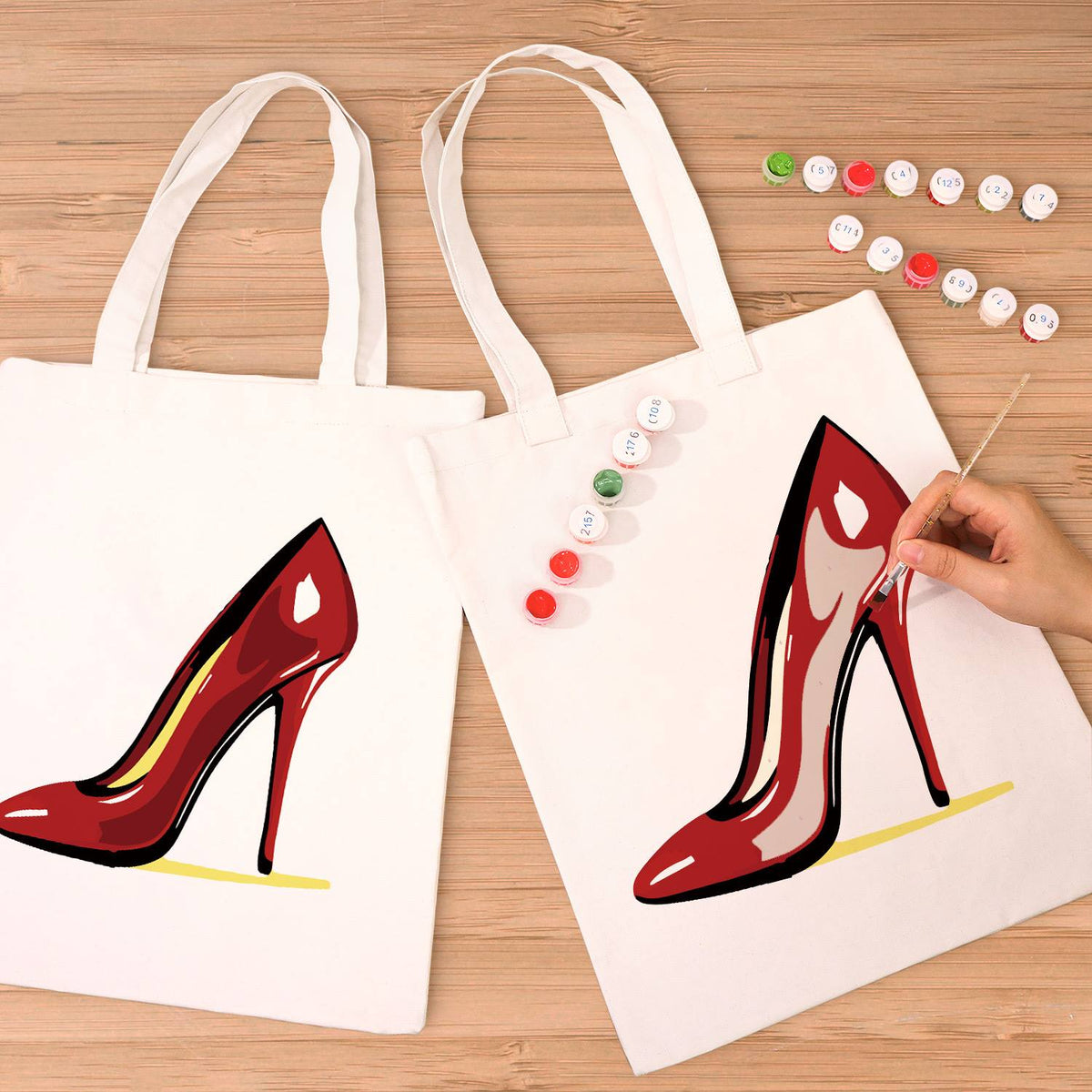 Patent Red Stiletto paint by numbers tote bag – image 8