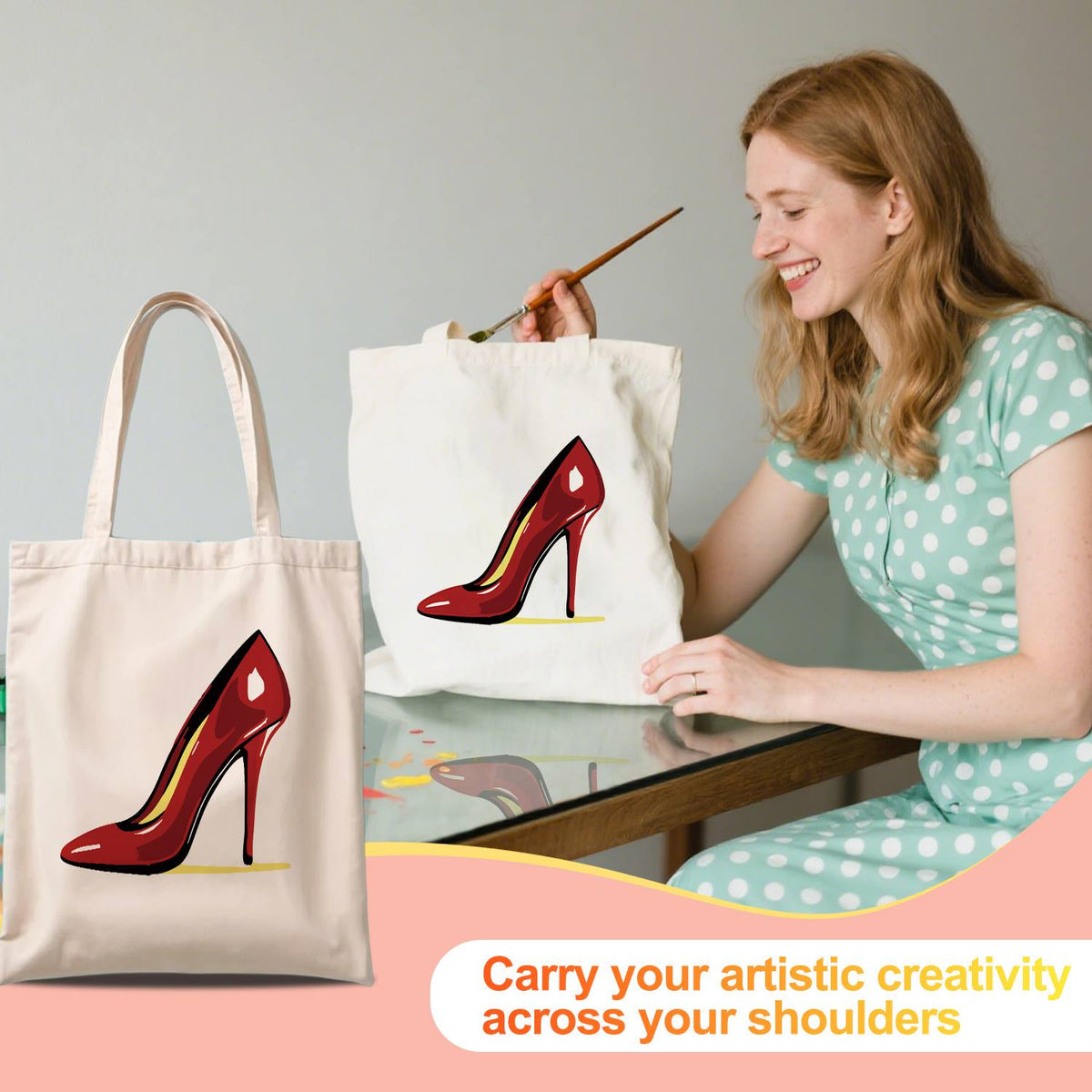 Patent Red Stiletto paint by numbers tote bag – image 12