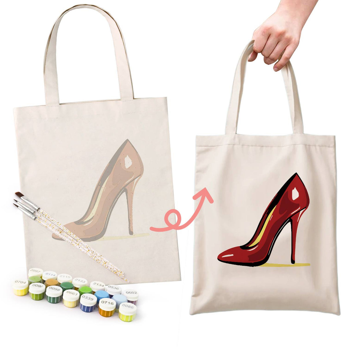 Patent Red Stiletto paint by numbers tote bag – image 15