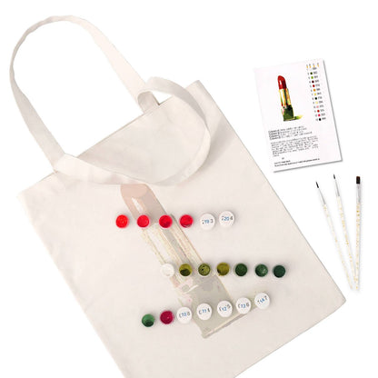 Scarlet Lipstick in Gold Case paint by numbers tote bag – image 2