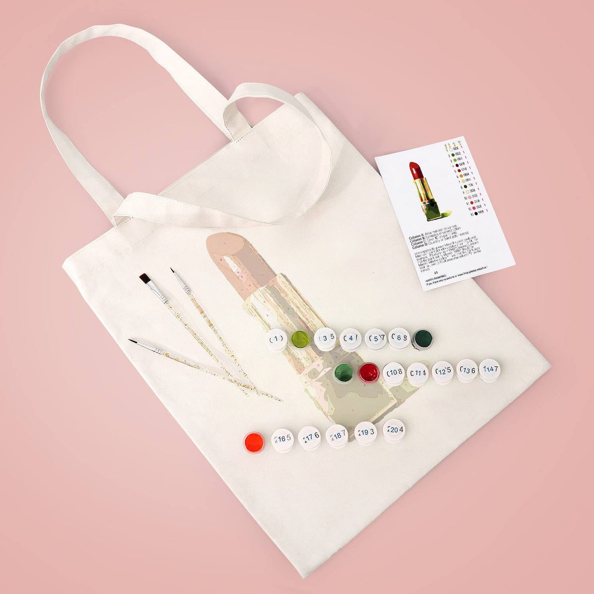 Scarlet Lipstick in Gold Case paint by numbers tote bag – image 6