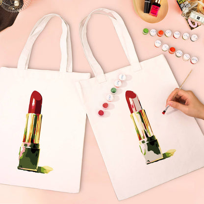 Scarlet Lipstick in Gold Case paint by numbers tote bag – image 7