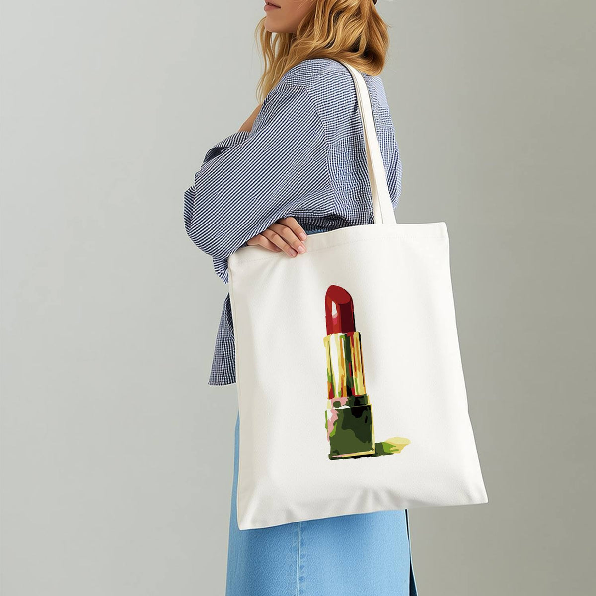 Scarlet Lipstick in Gold Case paint by numbers tote bag – image 14