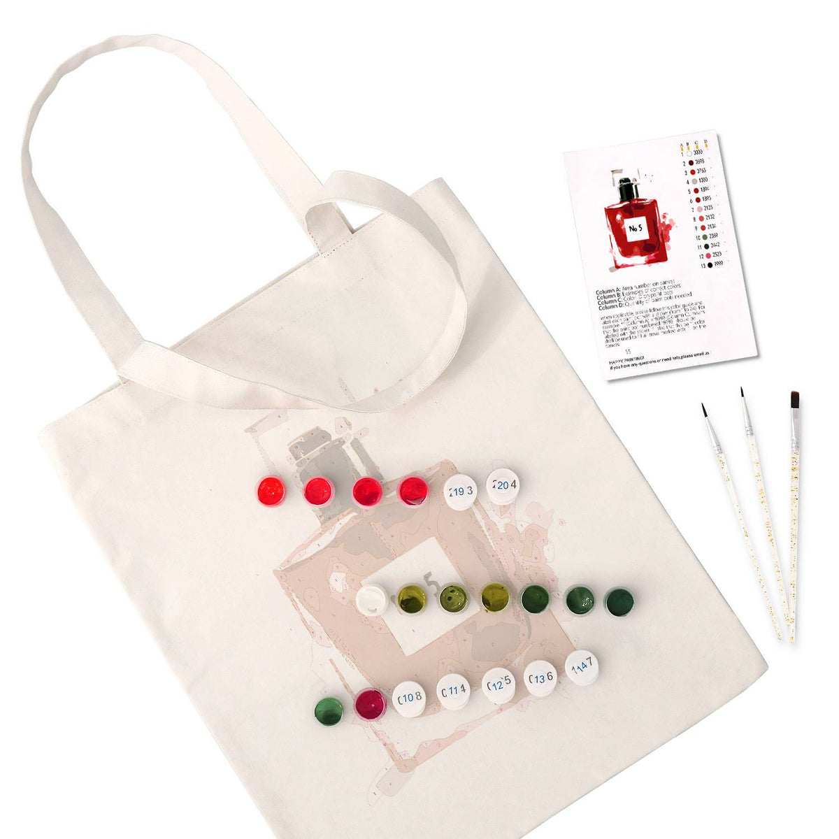 Square Ruby Perfume Bottle paint by numbers tote bag – image 2
