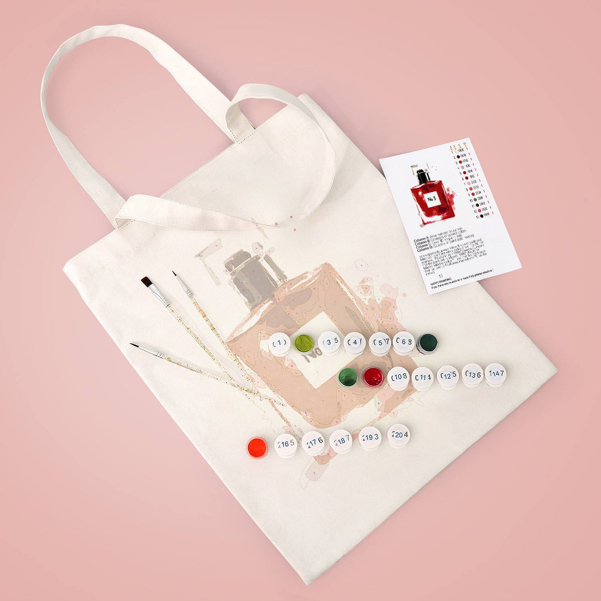 Square Ruby Perfume Bottle paint by numbers tote bag – image 6