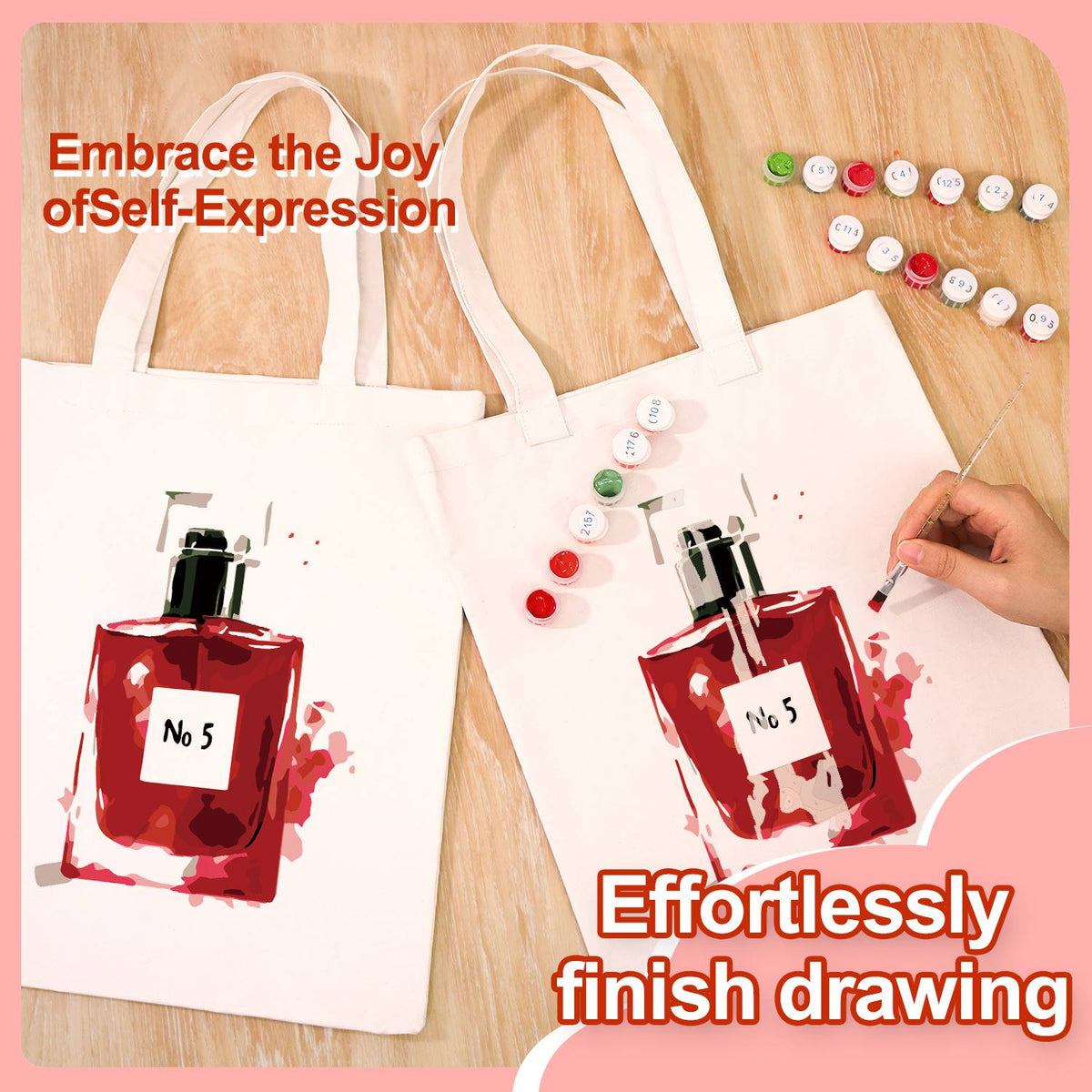 Square Ruby Perfume Bottle paint by numbers tote bag – image 8