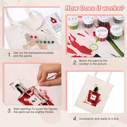 Square Ruby Perfume Bottle paint by numbers tote bag – image 11