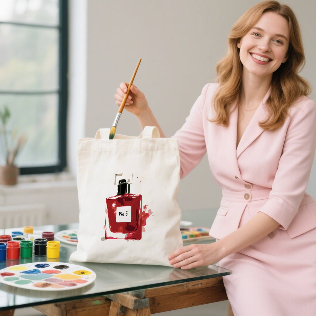 Square Ruby Perfume Bottle paint by numbers tote bag – image 13