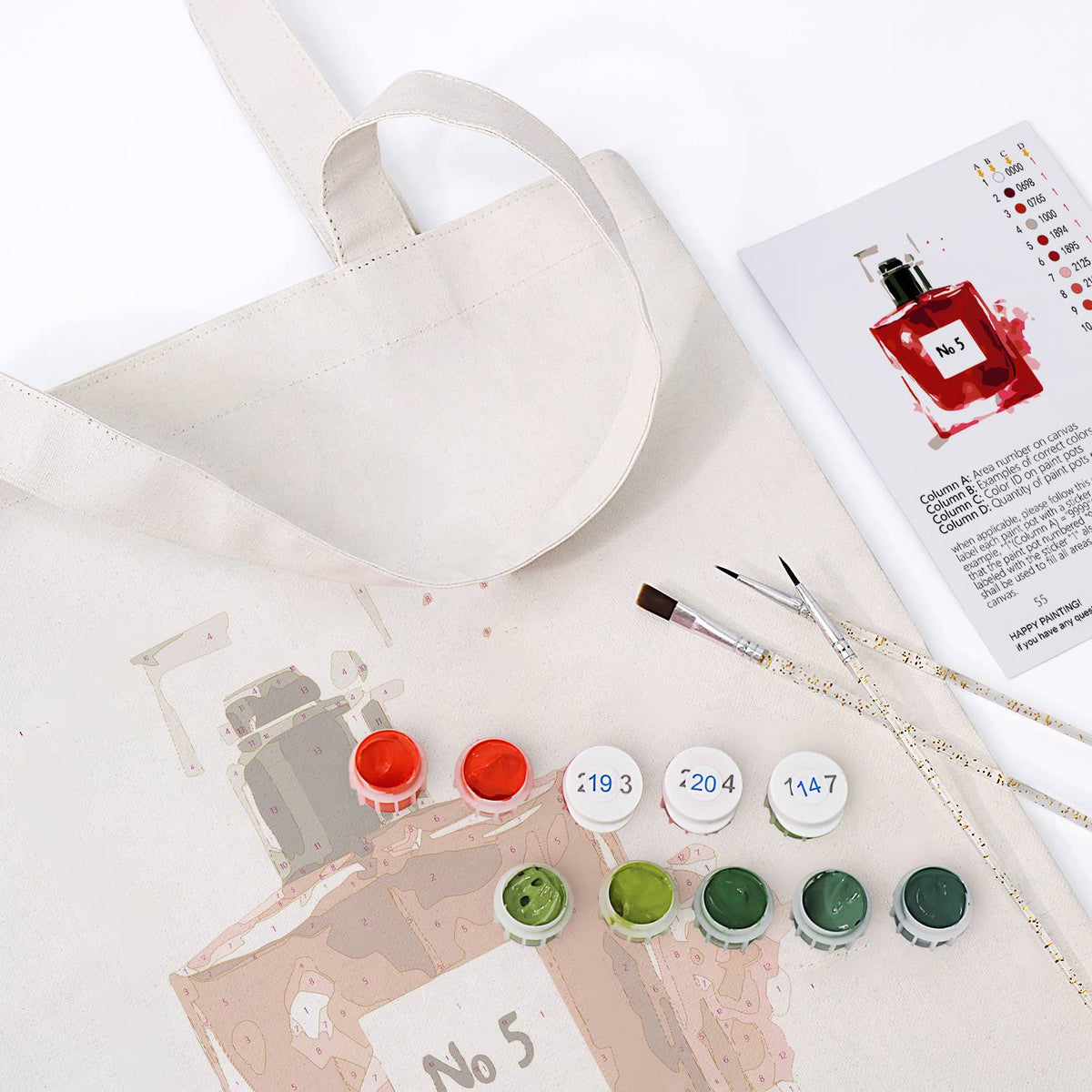 Square Ruby Perfume Bottle paint by numbers tote bag – image 18