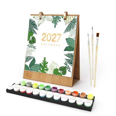 Potted Greenery Through the Year 2027 calendar – Twelve potted houseplants including monstera, cactus, peace lily, fiddle-leaf fig, anthurium and trailing pothos
