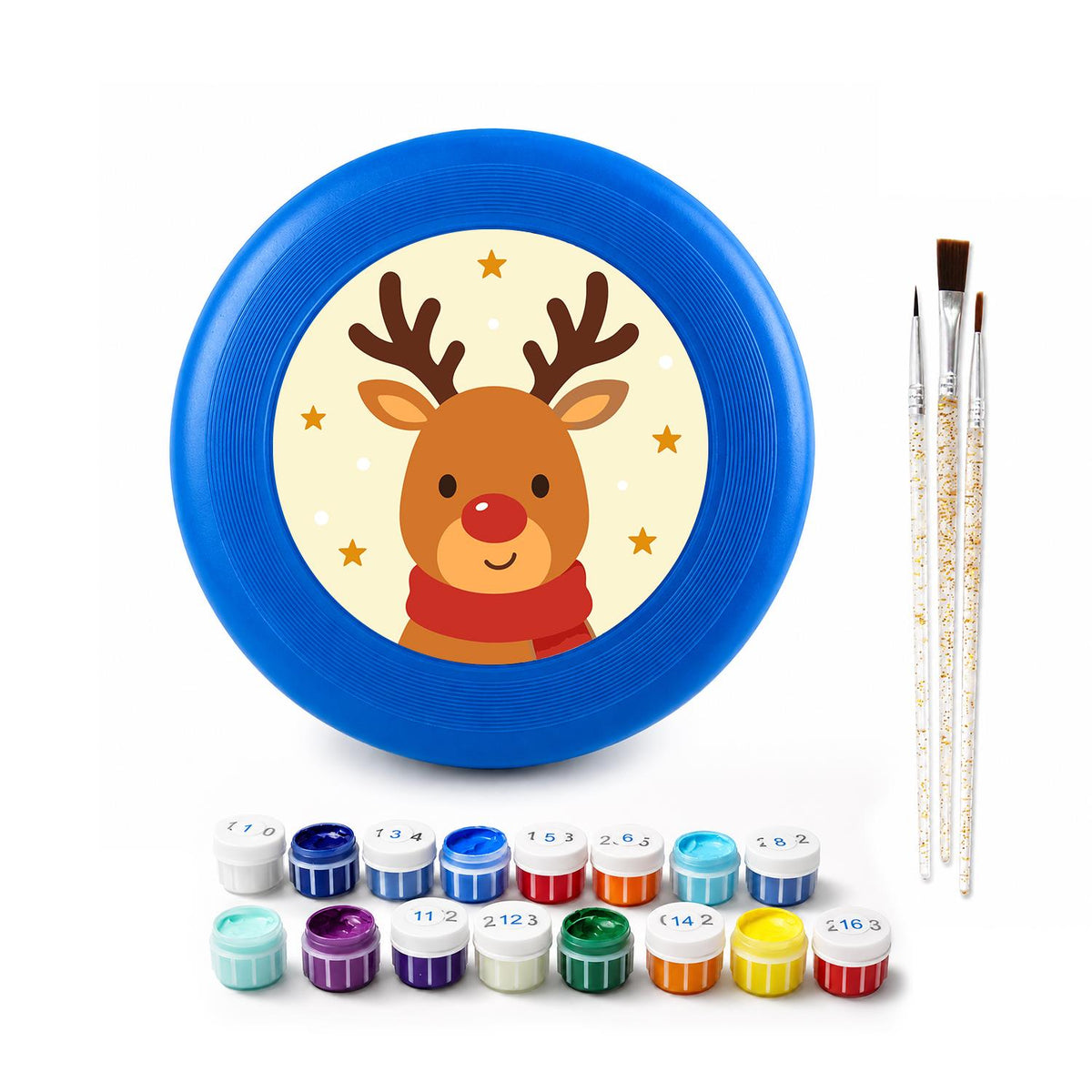 Smiling Christmas Reindeer (Paint by Numbers Flying Disc)
