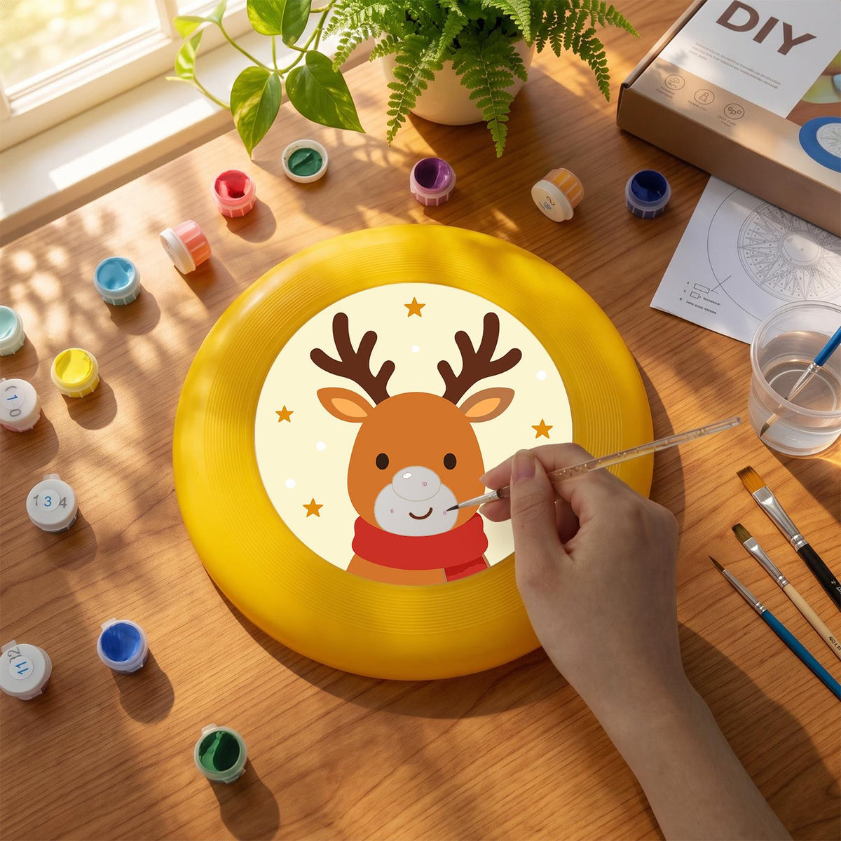 Smiling Christmas Reindeer (Paint by Numbers Flying Disc)