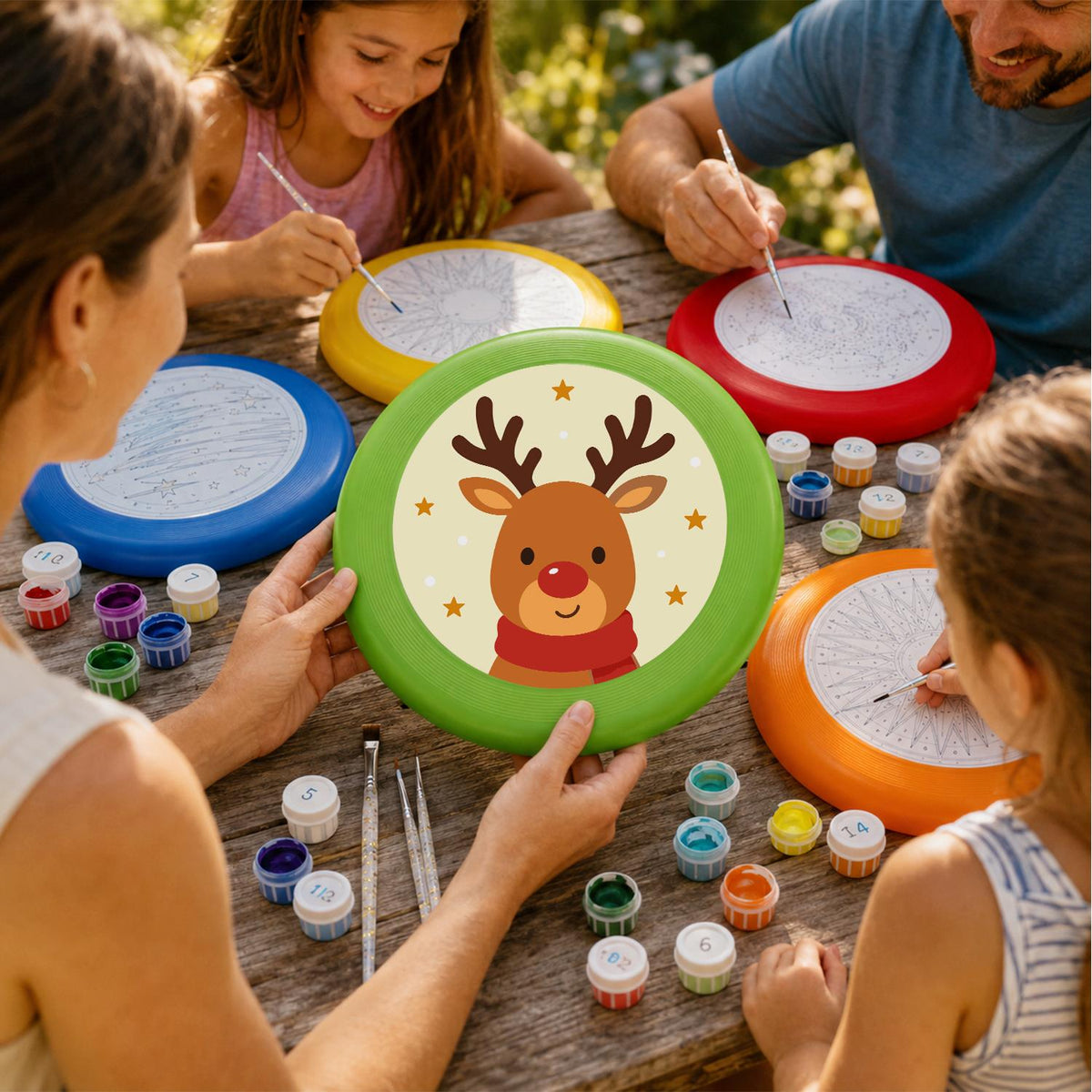 Smiling Christmas Reindeer (Paint by Numbers Flying Disc)