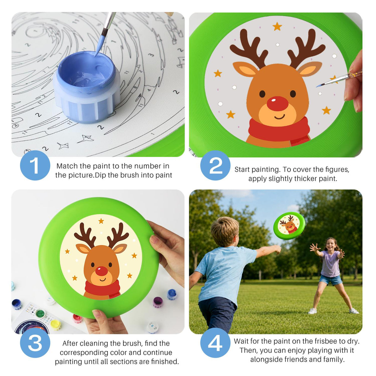 Smiling Christmas Reindeer (Paint by Numbers Flying Disc)