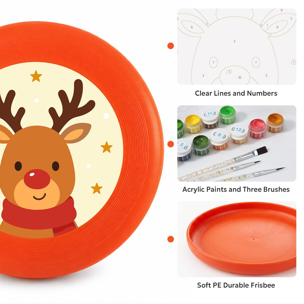 Smiling Christmas Reindeer (Paint by Numbers Flying Disc)
