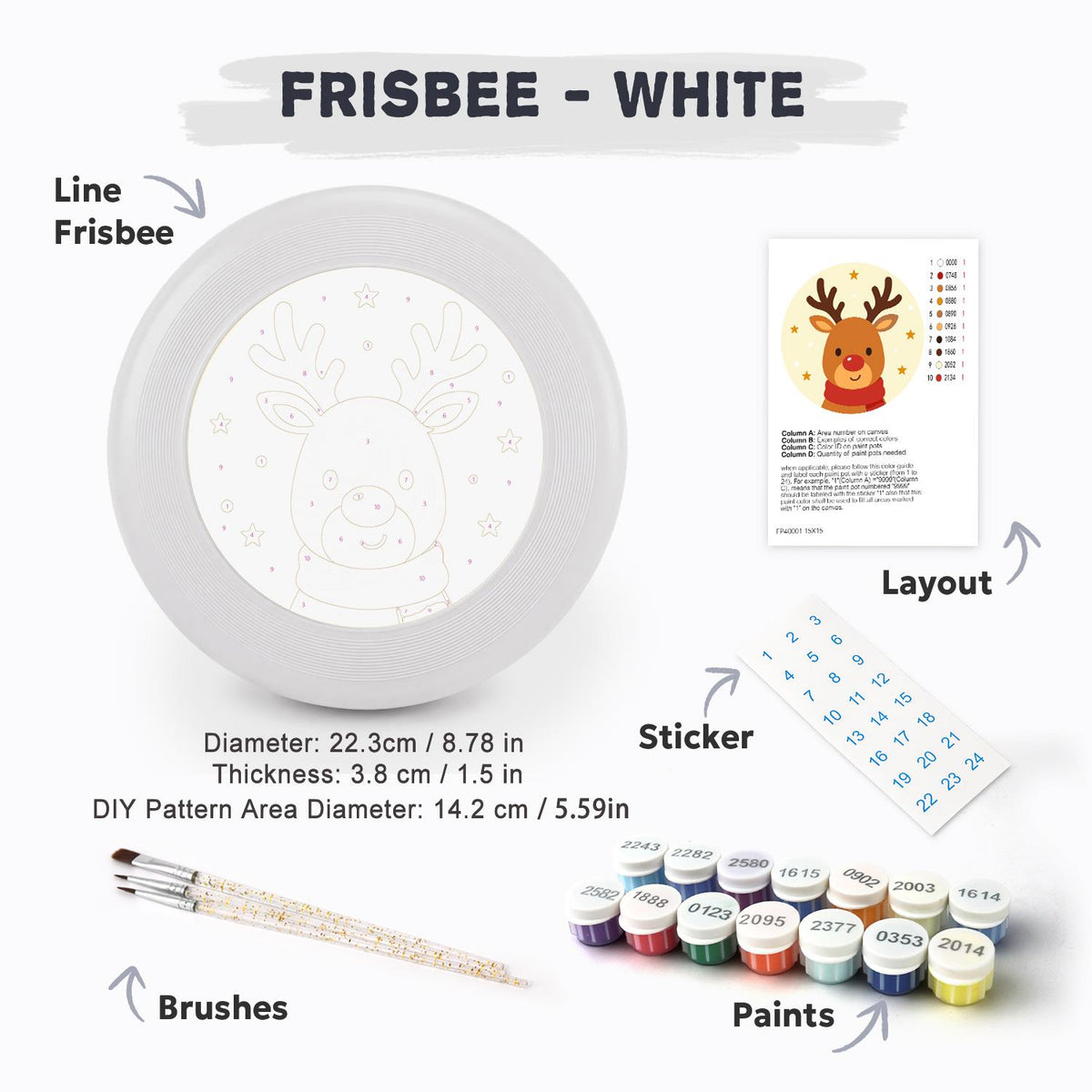 Smiling Christmas Reindeer (Paint by Numbers Flying Disc)