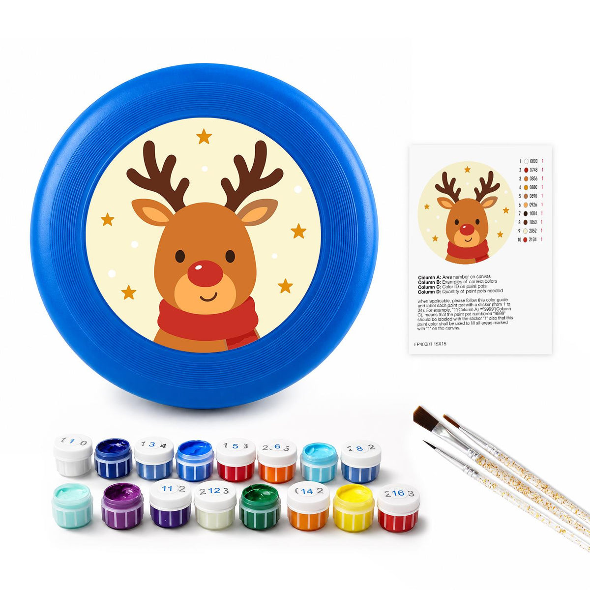 Smiling Christmas Reindeer (Paint by Numbers Flying Disc)
