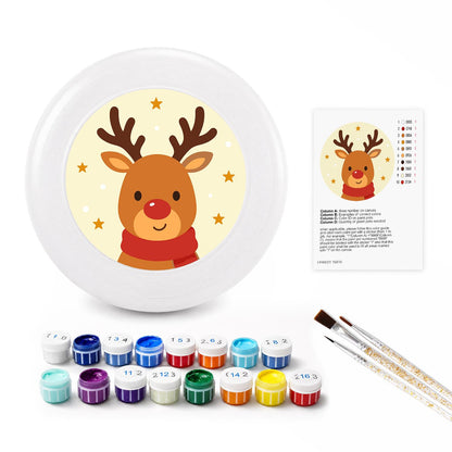 Smiling Christmas Reindeer (Paint by Numbers Flying Disc)