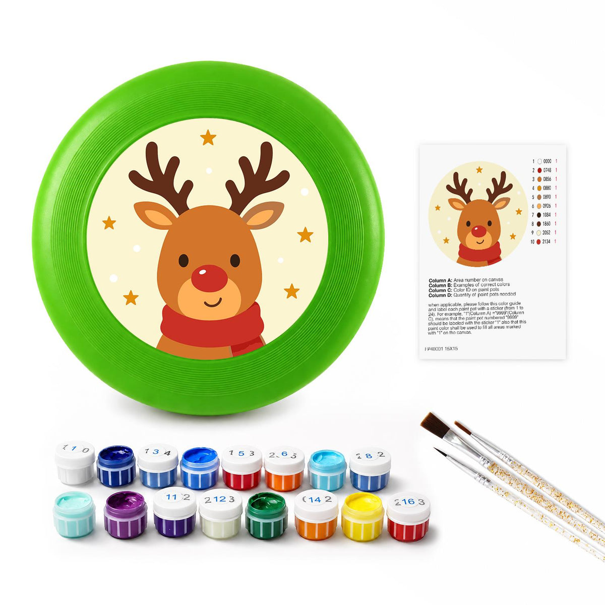 Smiling Christmas Reindeer (Paint by Numbers Flying Disc)