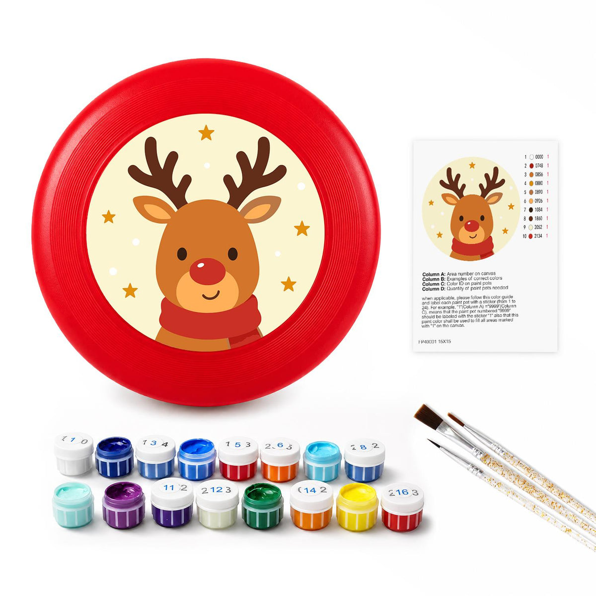 Smiling Christmas Reindeer (Paint by Numbers Flying Disc)