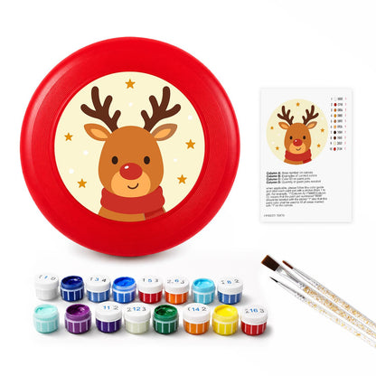 Smiling Christmas Reindeer (Paint by Numbers Flying Disc)