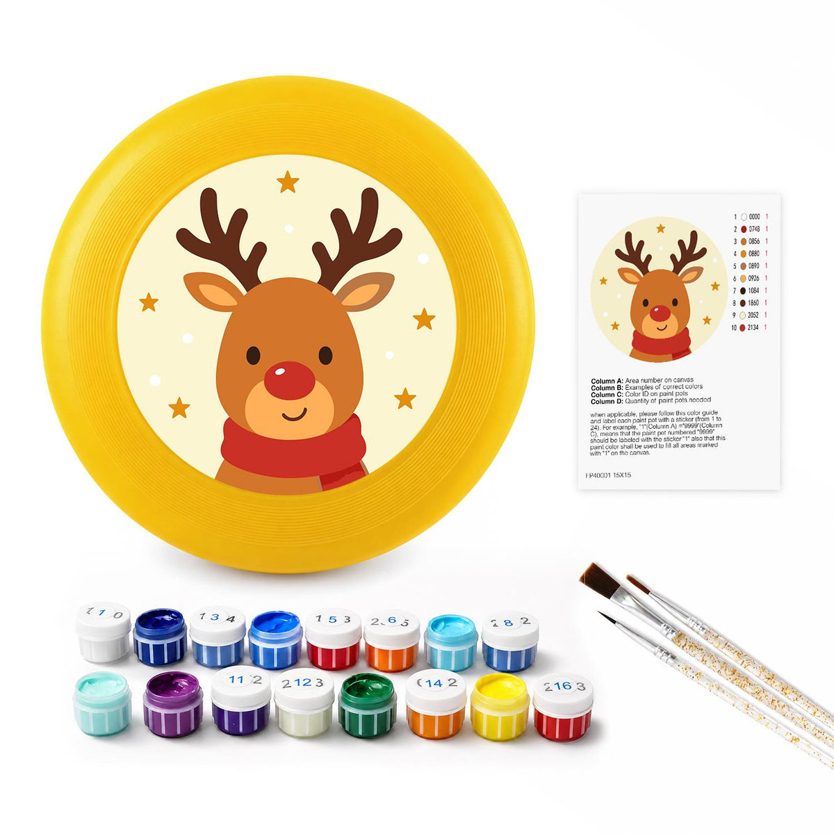 Smiling Christmas Reindeer (Paint by Numbers Flying Disc)