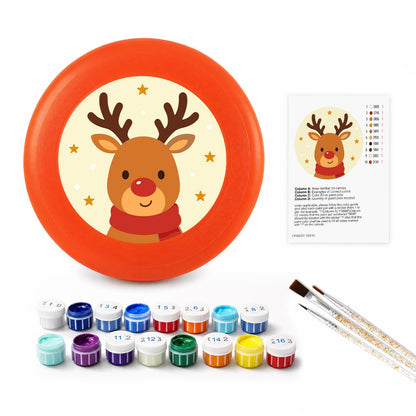 Smiling Christmas Reindeer (Paint by Numbers Flying Disc)