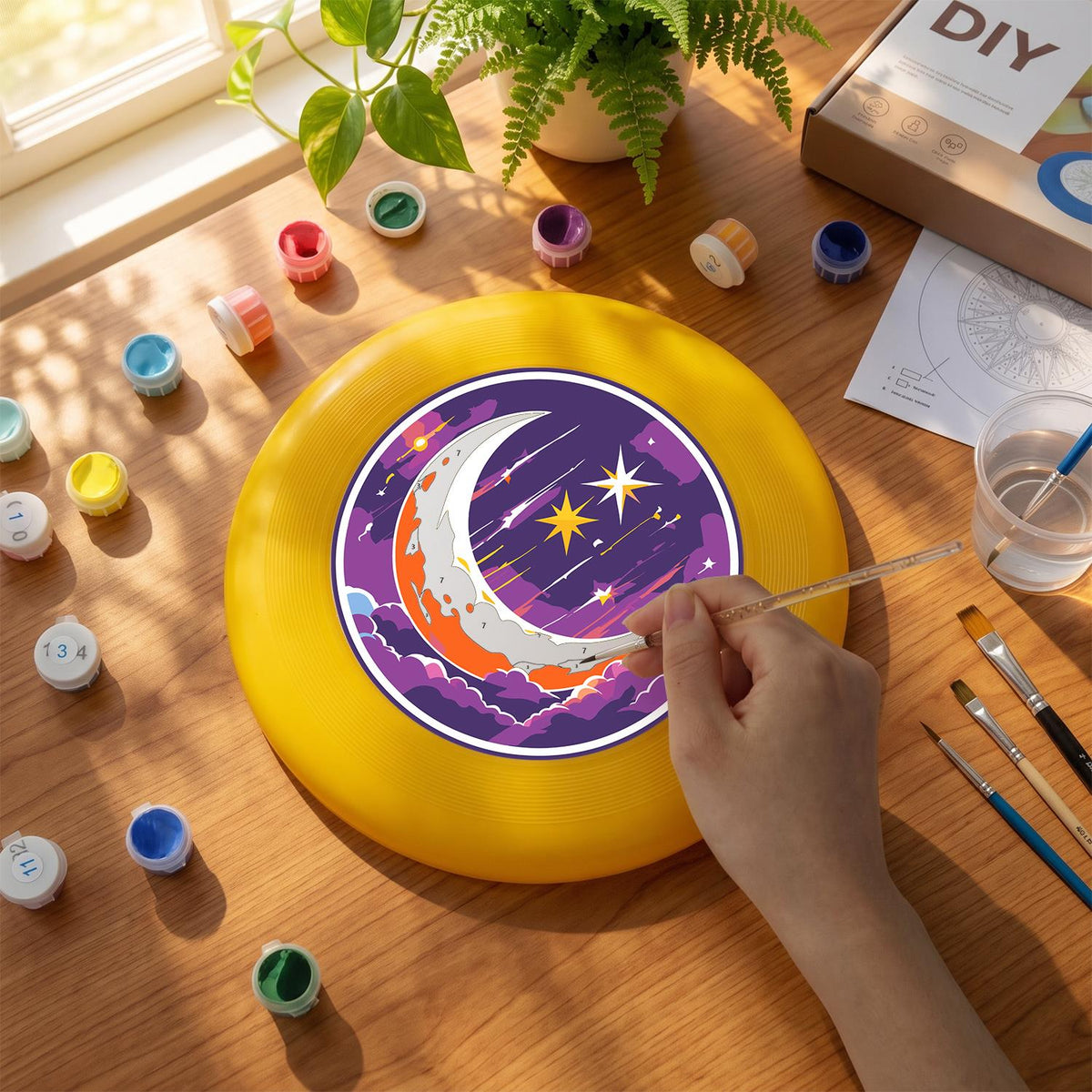 Crescent Moon and Stars (Paint by Numbers Flying Disc)