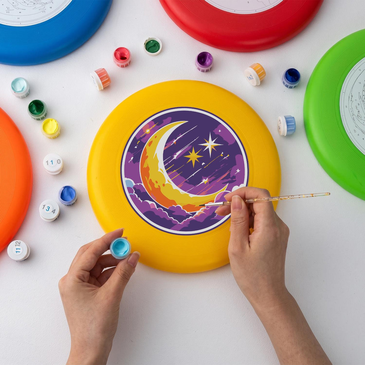 Crescent Moon and Stars (Paint by Numbers Flying Disc)