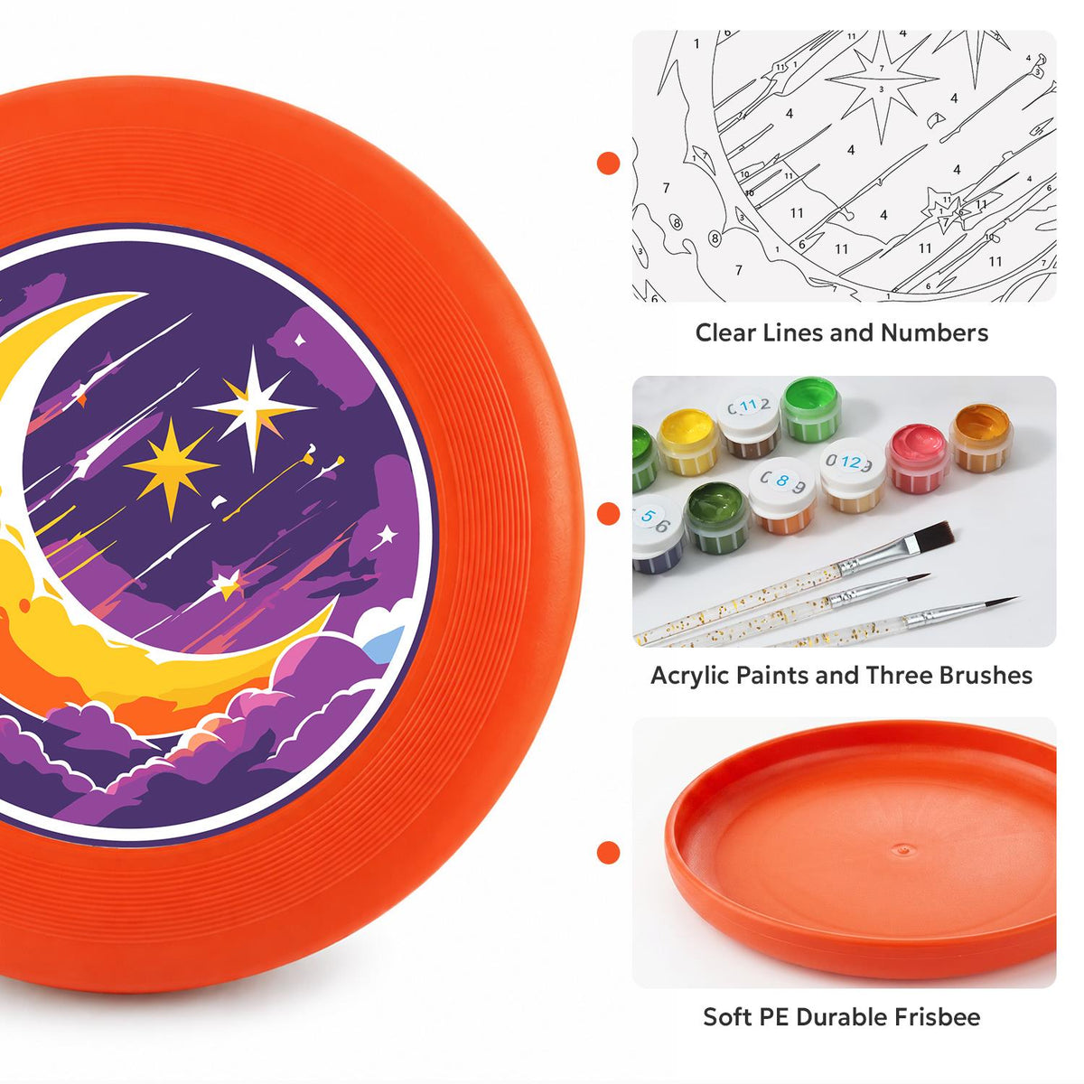 Crescent Moon and Stars (Paint by Numbers Flying Disc)
