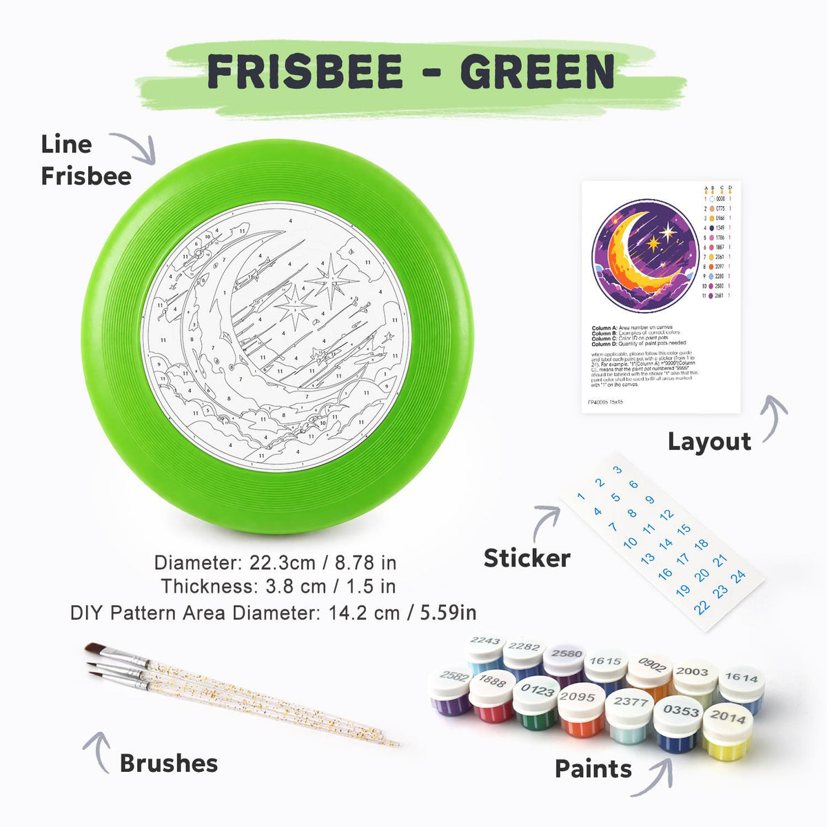 Crescent Moon and Stars (Paint by Numbers Flying Disc)