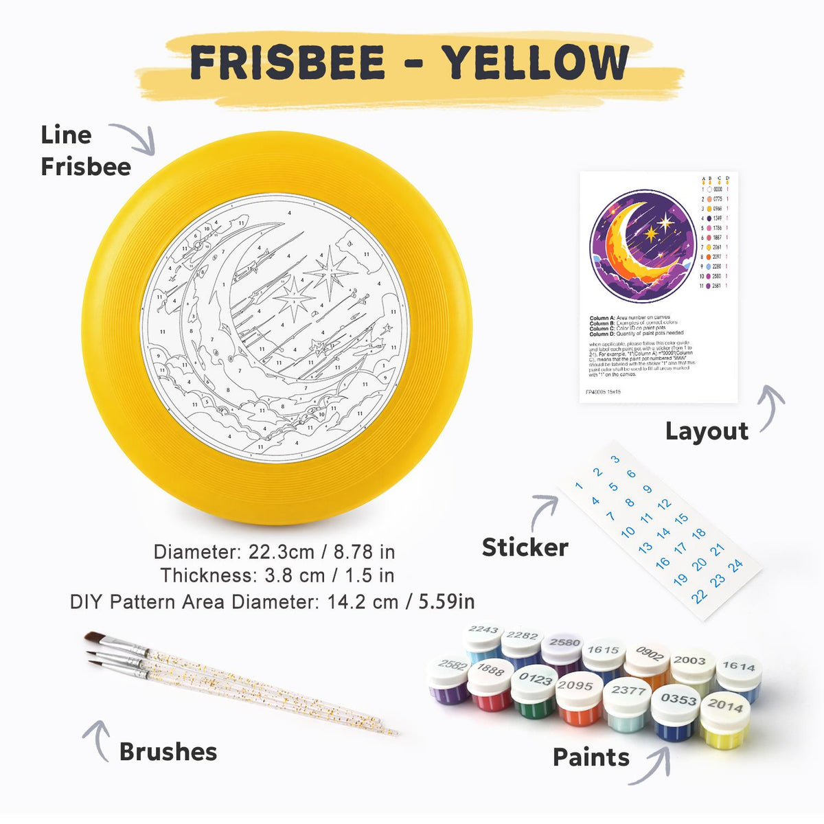 Crescent Moon and Stars (Paint by Numbers Flying Disc)
