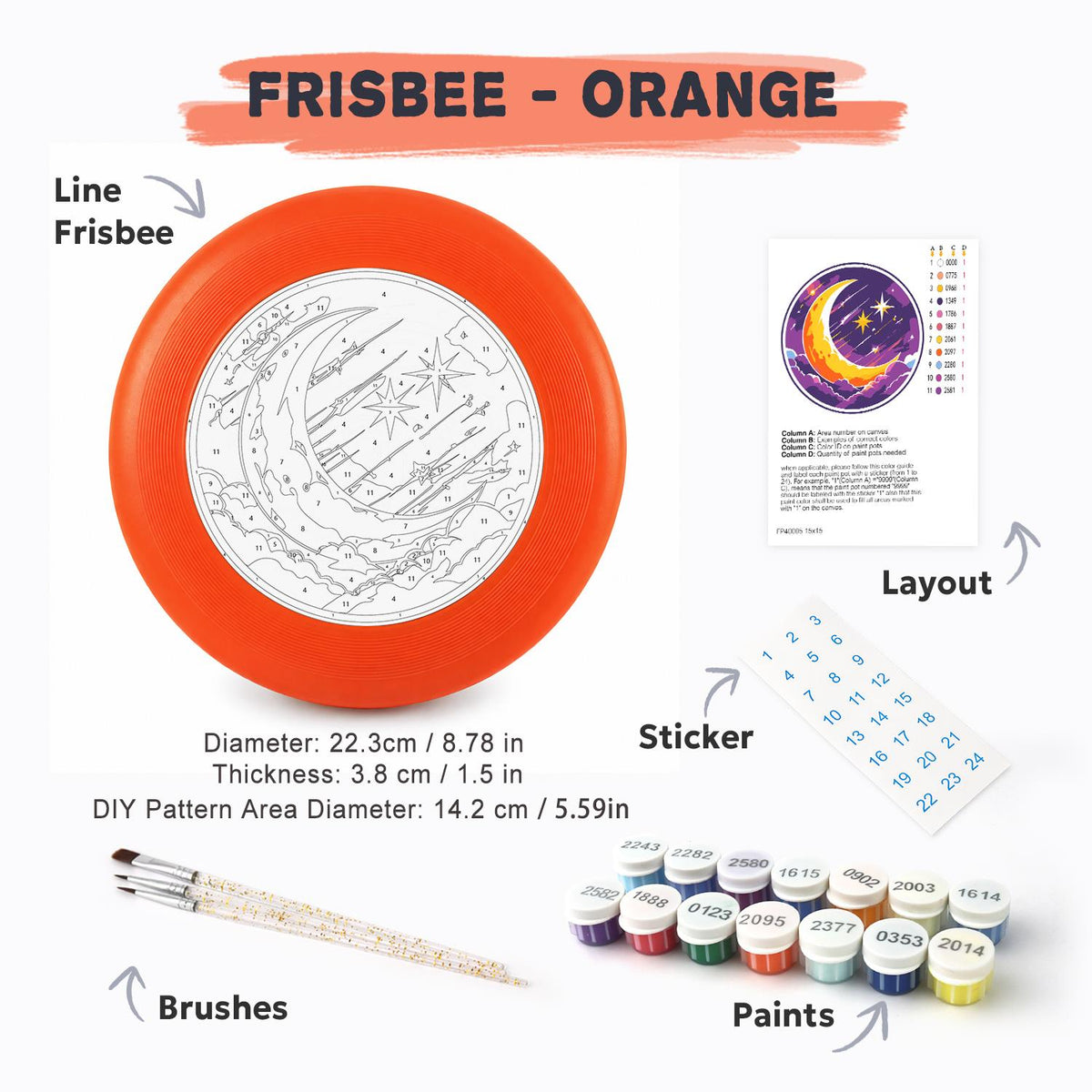 Crescent Moon and Stars (Paint by Numbers Flying Disc)