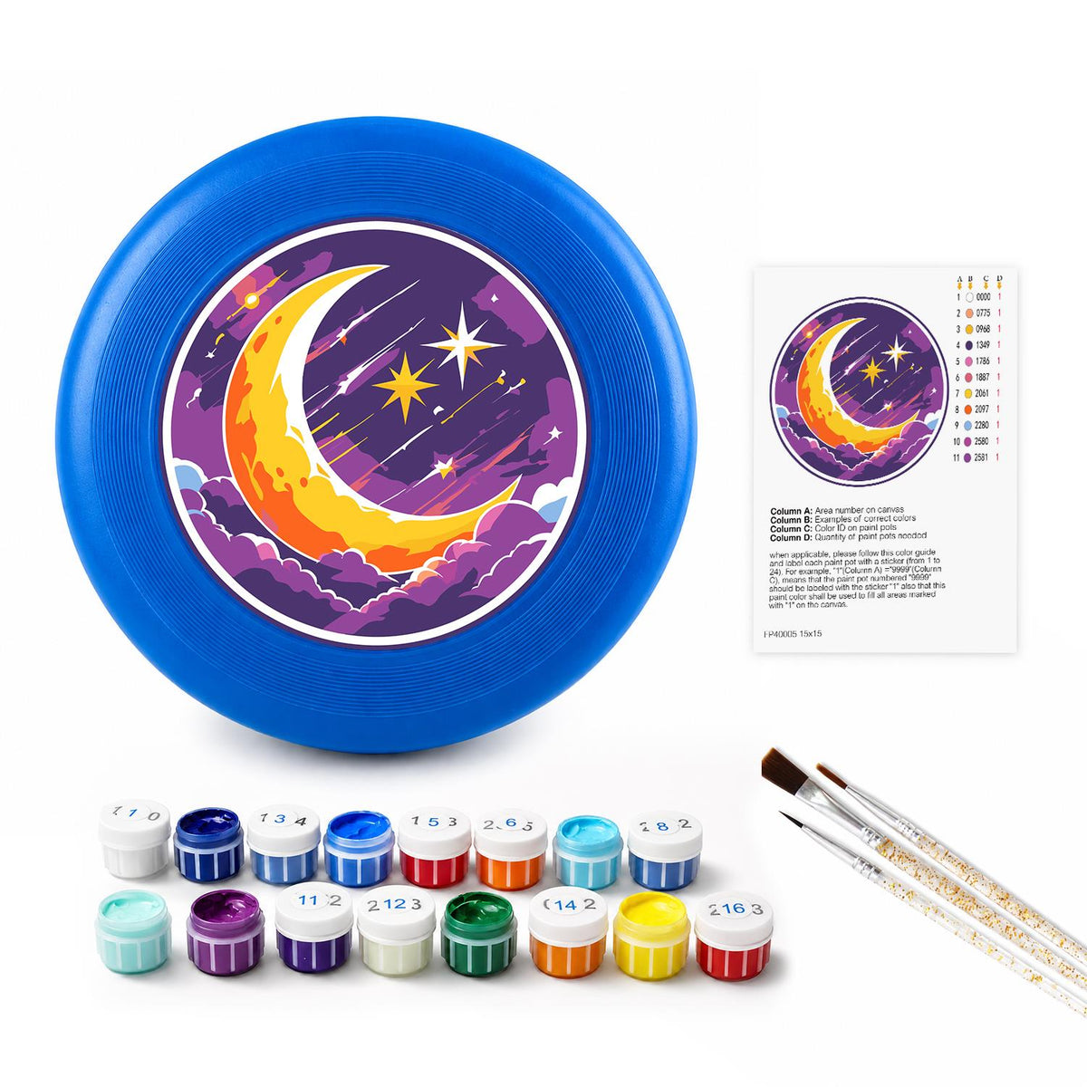 Crescent Moon and Stars (Paint by Numbers Flying Disc)