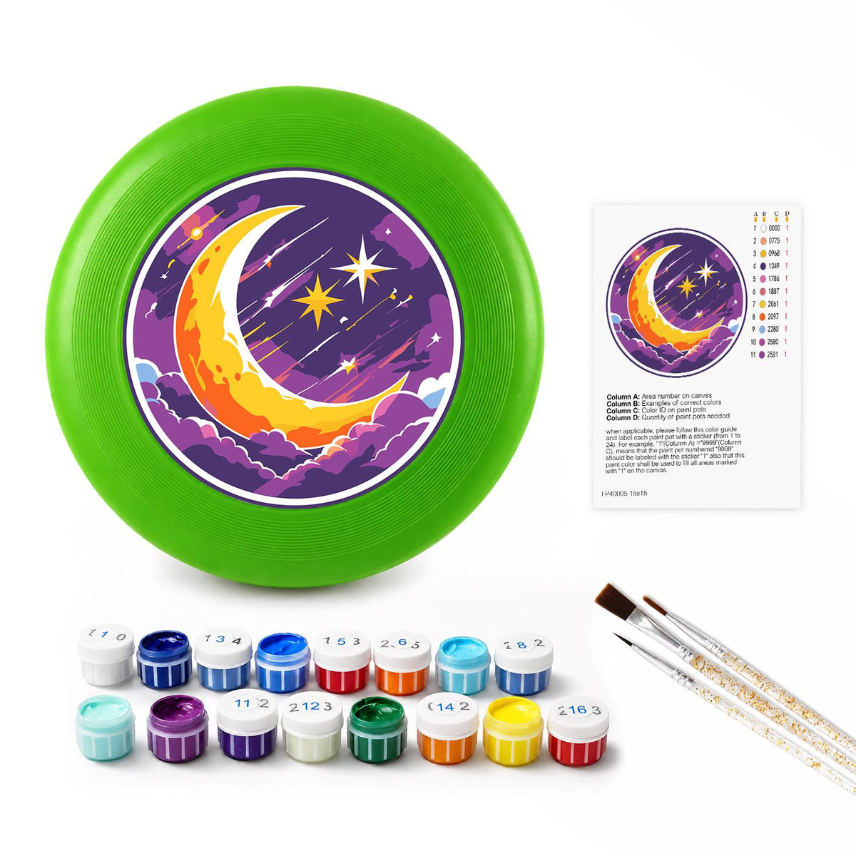 Crescent Moon and Stars (Paint by Numbers Flying Disc)