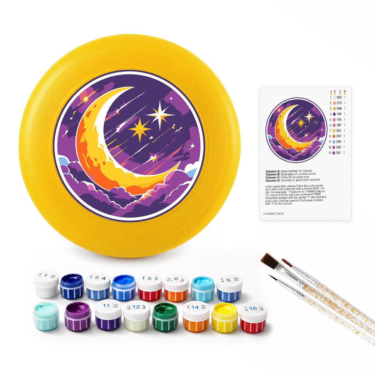 Crescent Moon and Stars (Paint by Numbers Flying Disc)