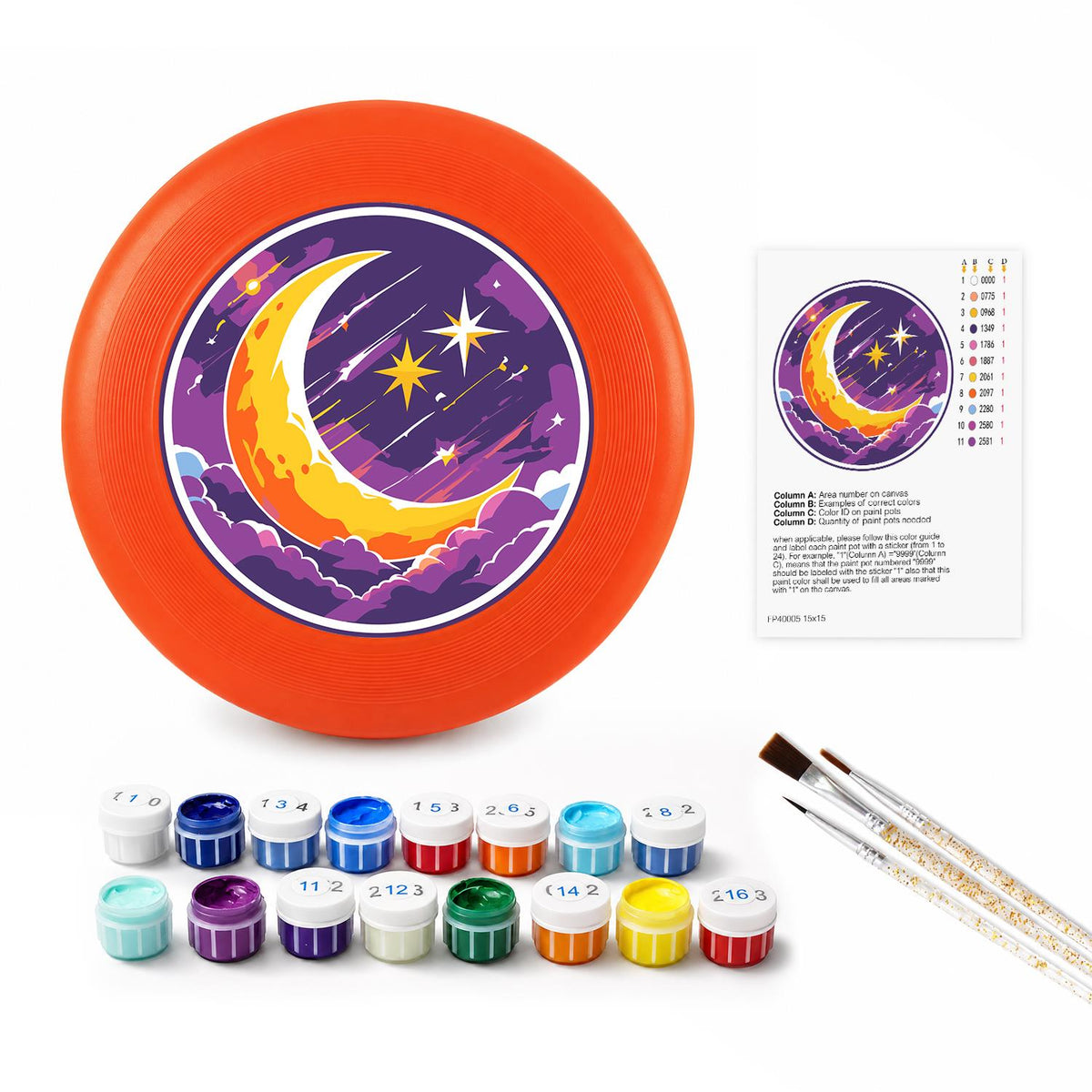 Crescent Moon and Stars (Paint by Numbers Flying Disc)