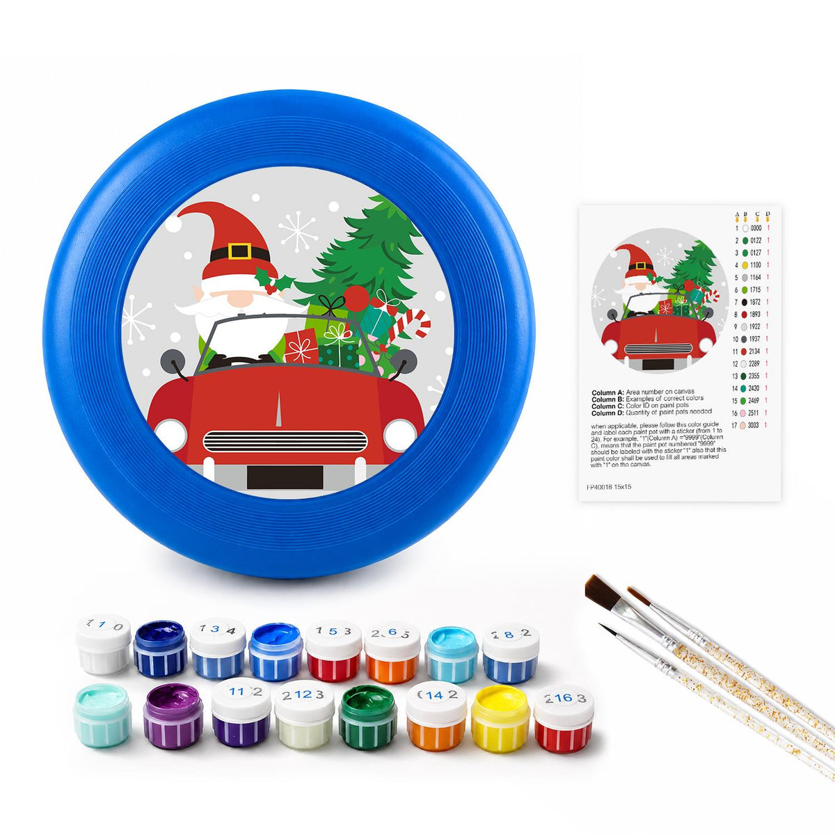 Santa in a Red Truck (Paint by Numbers Flying Disc)