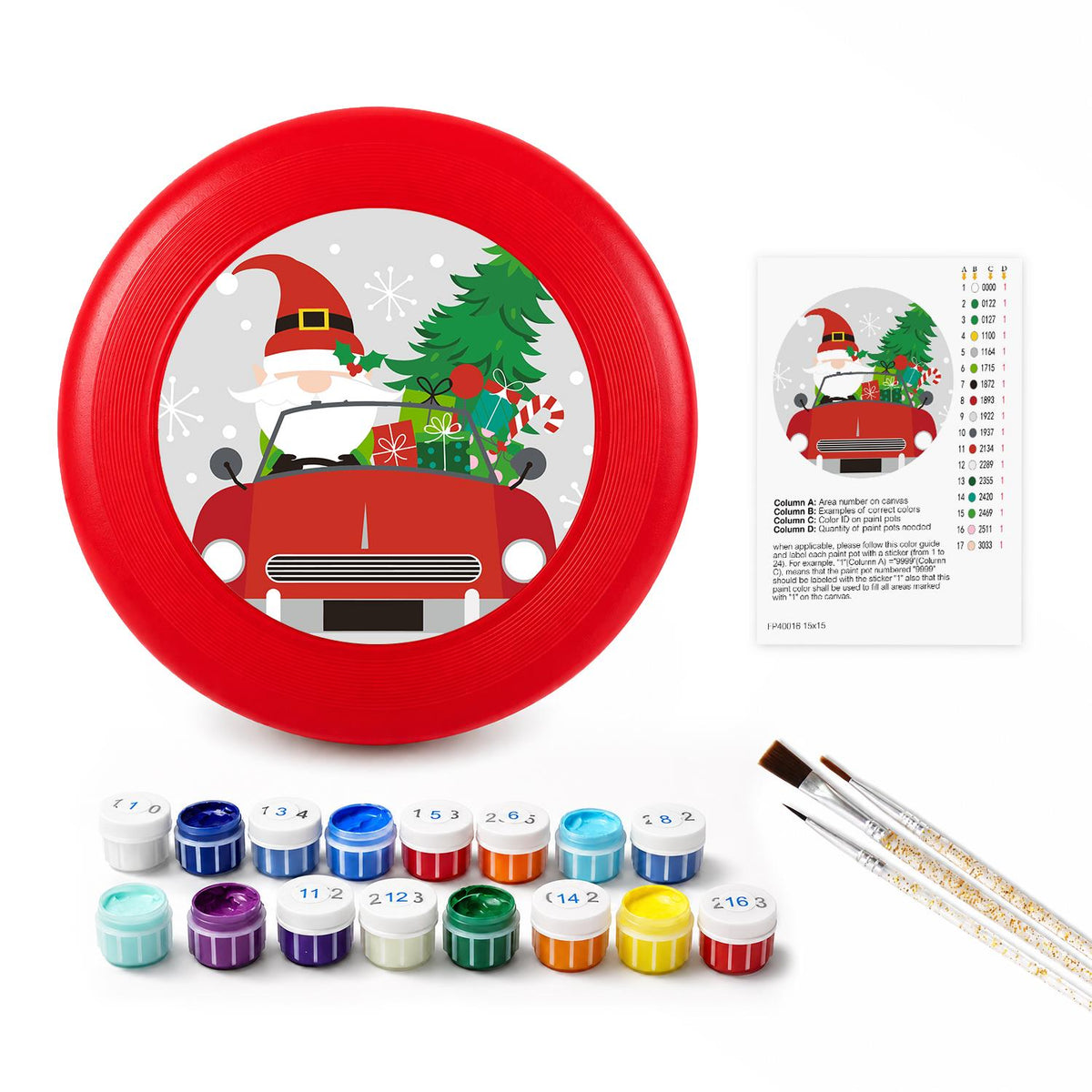 Santa in a Red Truck (Paint by Numbers Flying Disc)