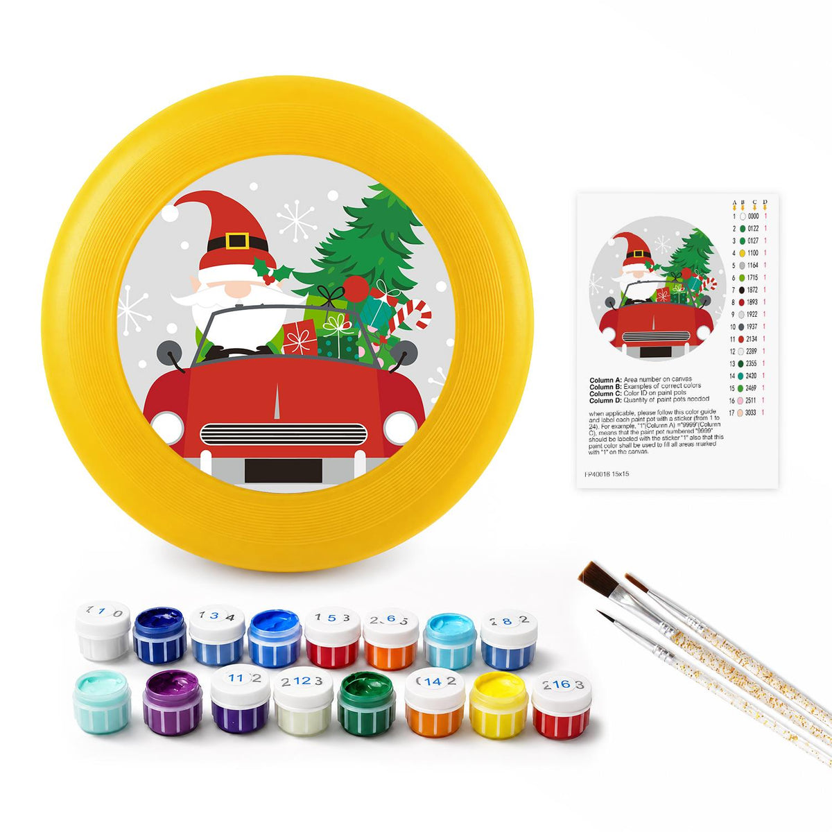 Santa in a Red Truck (Paint by Numbers Flying Disc)