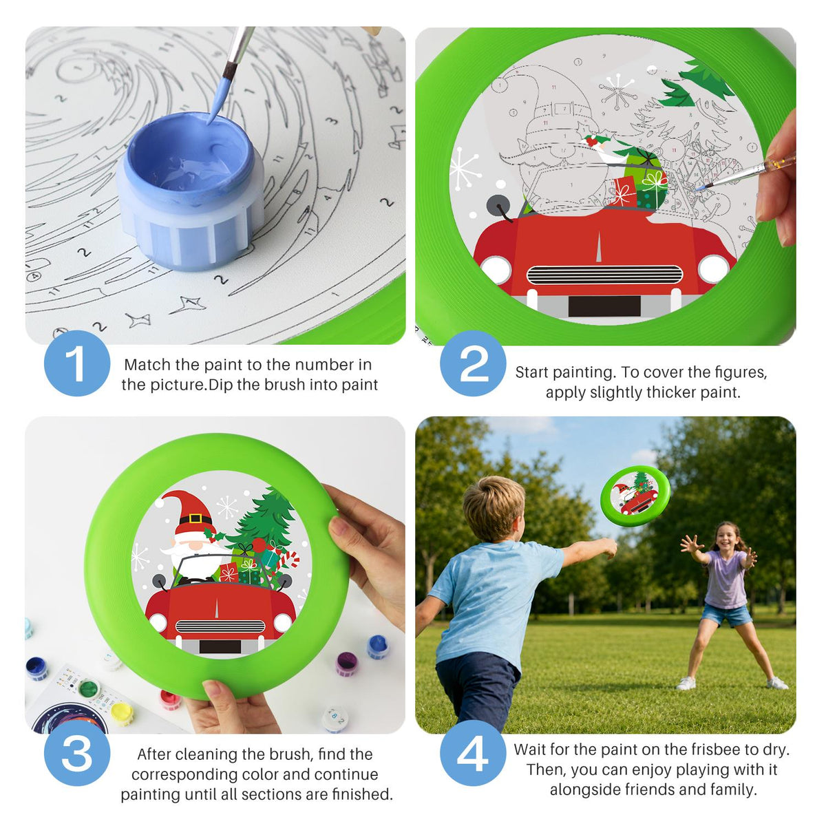 Santa in a Red Truck (Paint by Numbers Flying Disc)