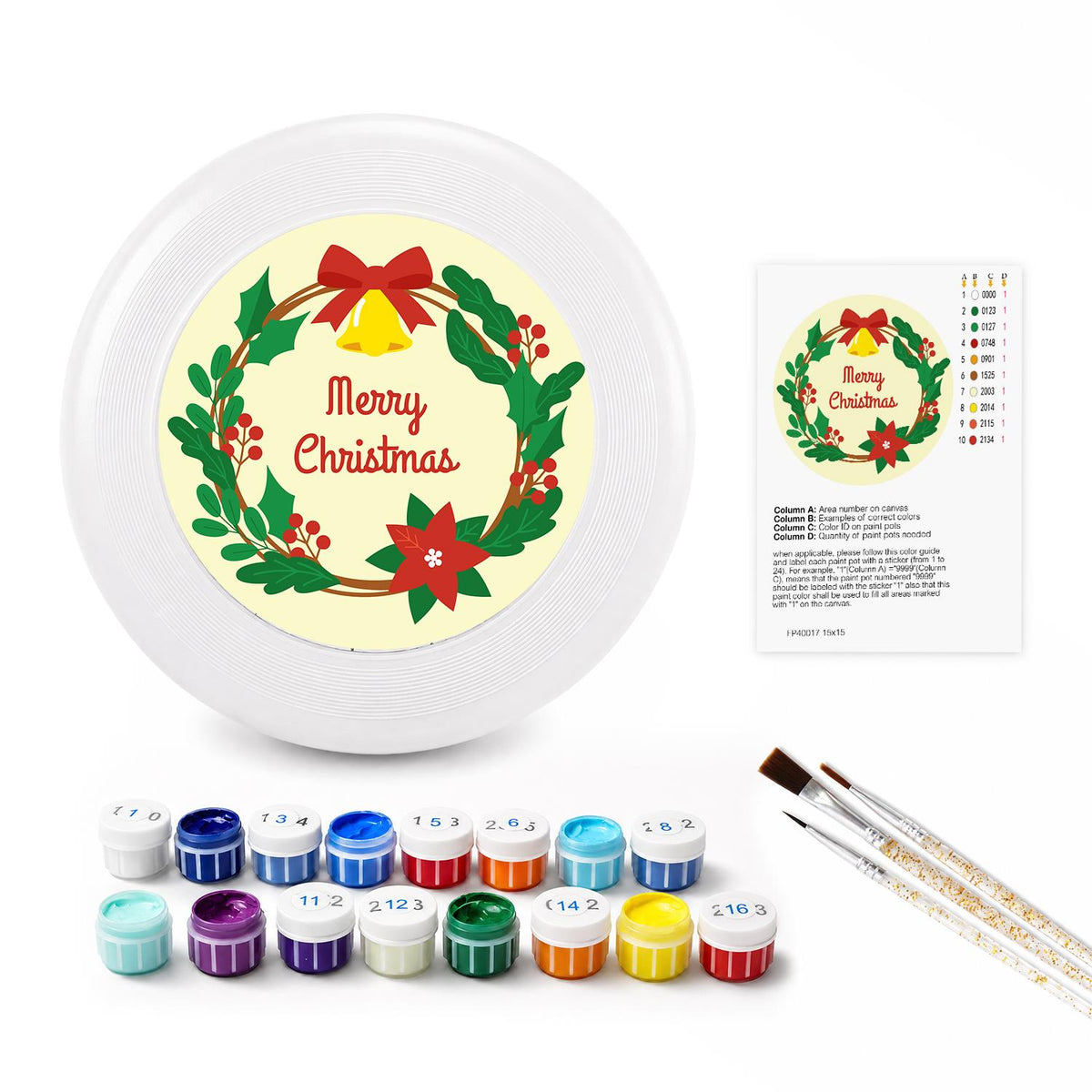 Christmas Holly Wreath (Paint by Numbers Flying Disc)