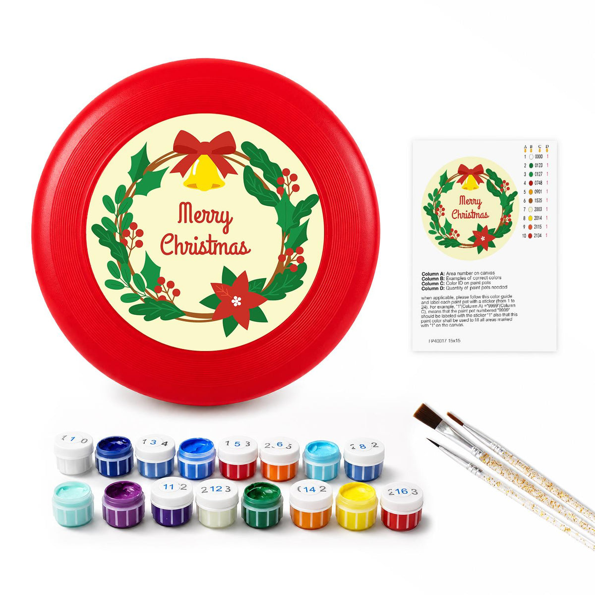 Christmas Holly Wreath (Paint by Numbers Flying Disc)