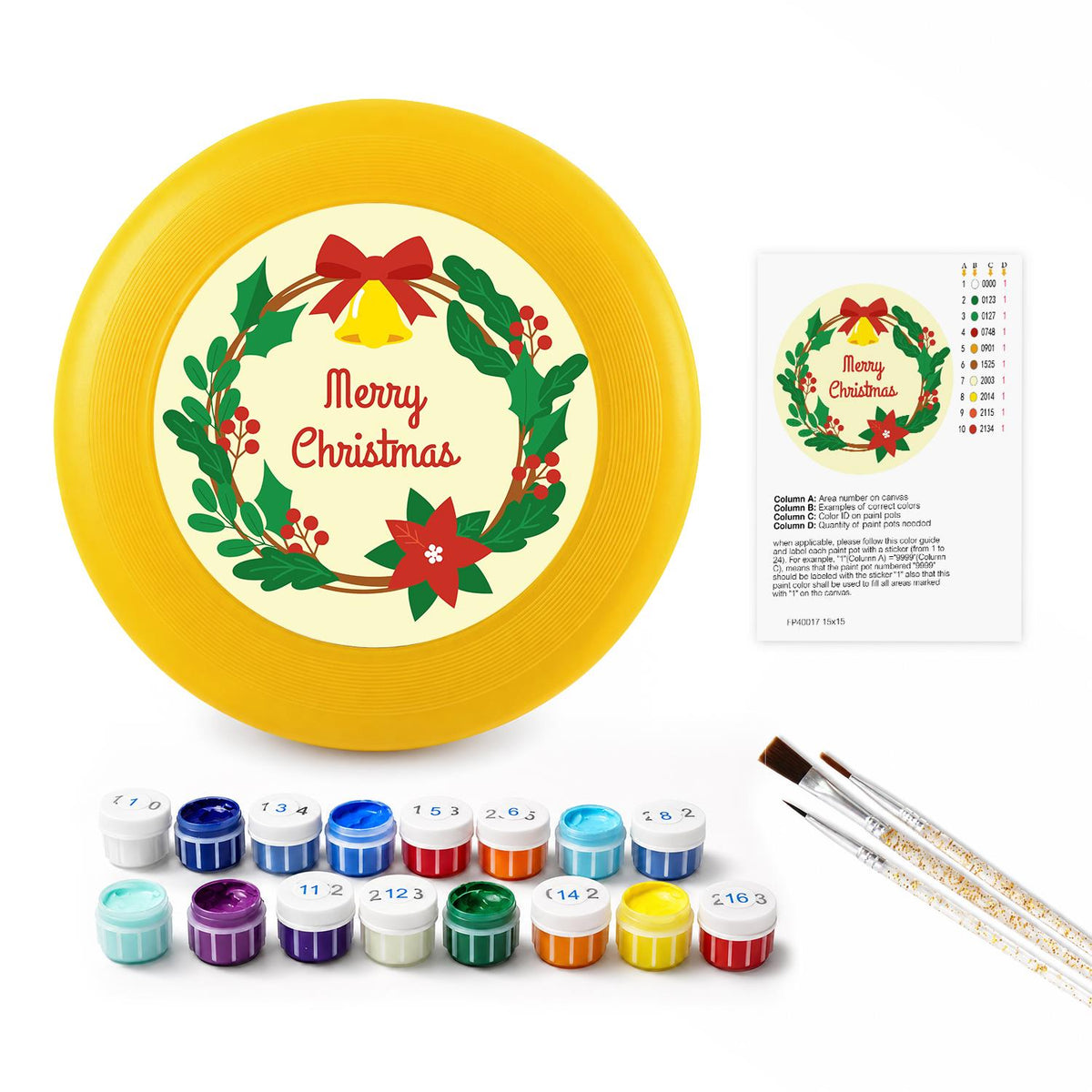 Christmas Holly Wreath (Paint by Numbers Flying Disc)